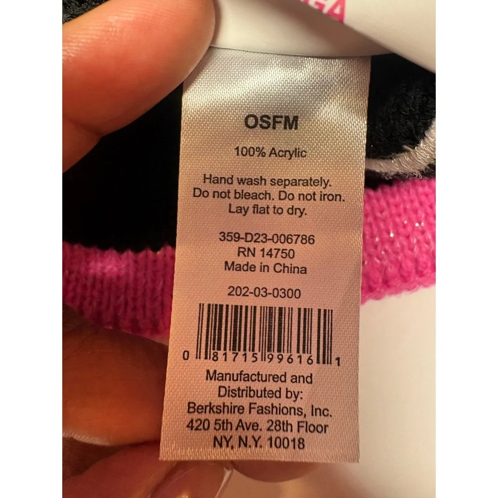 LOL Surprise Girls Beanie Hat Black Multi Color Striped Pom Pom OSFM NEW